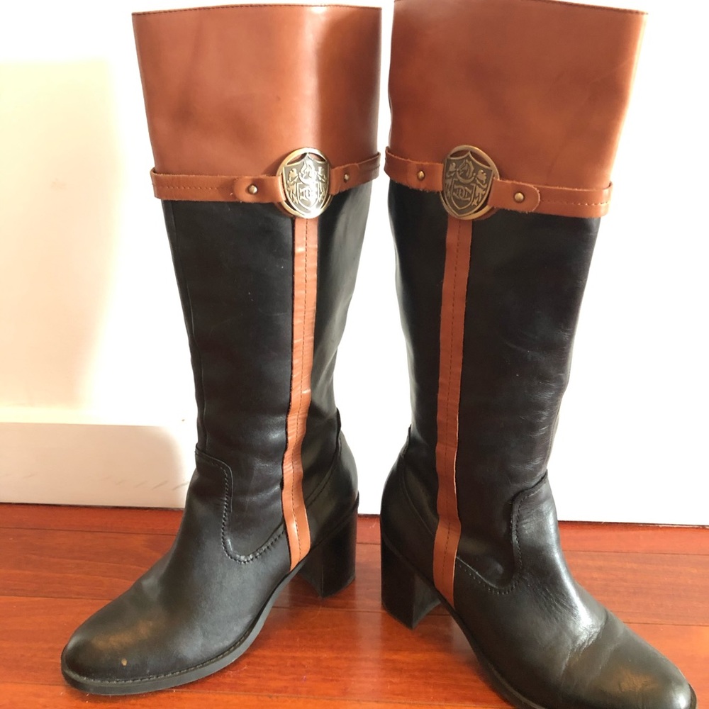 High leather heeled boots